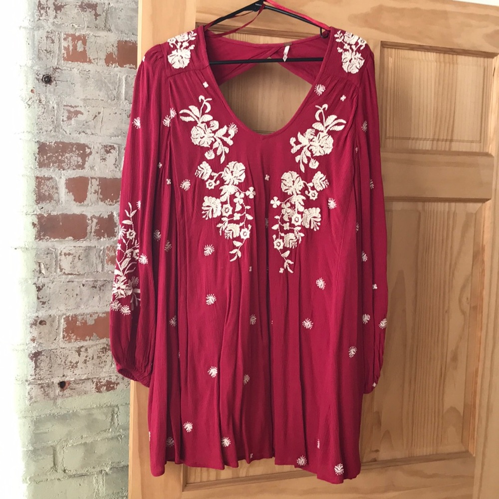 Free People Embroidered Mini Dress